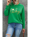 Azura Exchange Lucky Glitter Graphic Raglan Sleeve Sweatshirt - M