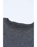 Azura Exchange Gray Ribbed Knit Round Neck Pullover Sweatshirt - 2XL