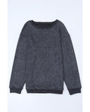 Azura Exchange Gray Ribbed Knit Round Neck Pullover Sweatshirt - S