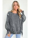 Azura Exchange Relaxed Fit Acid Wash Pullover Sweatshirt with Slit Details - L