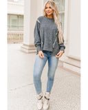 Azura Exchange Relaxed Fit Acid Wash Pullover Sweatshirt with Slit Details - M