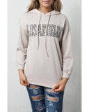 Azura Exchange Leopard Letter Graphic Hooded Sweatshirt - M