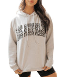 Azura Exchange Leopard Letter Graphic Hooded Sweatshirt - S