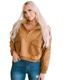 Azura Exchange Exposed Seam Sweatshirt with Zip Collar and Big Flap Pocket - M