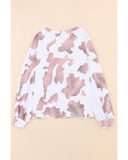 Azura Exchange Cow Spots Print Puff Sleeve Sweatshirt - L