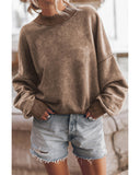 Azura Exchange Relaxed Brown Crew Neck Sweatshirt with Drop Shoulder Design - 2XL