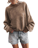 Azura Exchange Relaxed Brown Crew Neck Sweatshirt with Drop Shoulder Design - XL