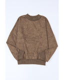 Azura Exchange Relaxed Brown Crew Neck Sweatshirt with Drop Shoulder Design - XL