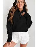 Azura Exchange Black Ribbed Thumbhole Sleeve Sweatshirt - S