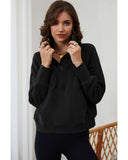 Azura Exchange Black Ribbed Thumbhole Sleeve Sweatshirt - S