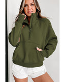 Azura Exchange Ribbed Thumbhole Sleeve Sweatshirt with Stand Collar and Zip Closure - XL