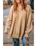 Azura Exchange Oversized Khaki Drop Shoulder Sweatshirt - M