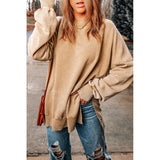 Azura Exchange Oversized Khaki Drop Shoulder Sweatshirt - M