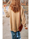 Azura Exchange Oversized Khaki Drop Shoulder Sweatshirt - S