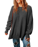 Azura Exchange Oversized Ribbed Trim Sweatshirt - L