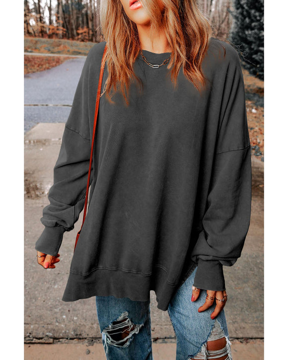 Azura Exchange Oversized Ribbed Trim Sweatshirt - M