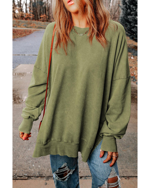 Azura Exchange Oversized Ribbed Trim Sweatshirt - M