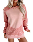 Azura Exchange Bleached Round Neck Pullover Sweatshirt - L