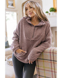 Azura Exchange Dusty Pink Collared Half Zip Fluffy Sweatshirt - S