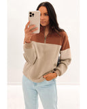 Azura Exchange Color Block Zip Mock Neck Pocketed Sweatshirt - L