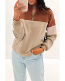 Azura Exchange Color Block Zip Mock Neck Pocketed Sweatshirt - M