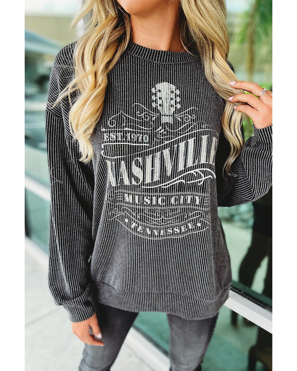 Azura Exchange NASHVILLE MUSIC CITY Corded Graphic Sweatshirt - S