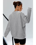 Azura Exchange Textured Drop Shoulder Pullover Sweatshirt - M