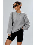 Azura Exchange Textured Drop Shoulder Pullover Sweatshirt - M