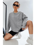 Azura Exchange Textured Drop Shoulder Pullover Sweatshirt - M