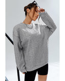 Azura Exchange Textured Drop Shoulder Pullover Sweatshirt - M