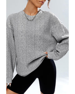 Azura Exchange Textured Drop Shoulder Pullover Sweatshirt - S