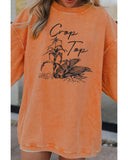 Azura Exchange Corn Graphic Orange Crop Top Sweatshirt - L
