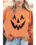 Azura Exchange Pumpkin Smile Face Graphic Sweatshirt - M