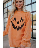 Azura Exchange Pumpkin Smile Face Graphic Sweatshirt - S