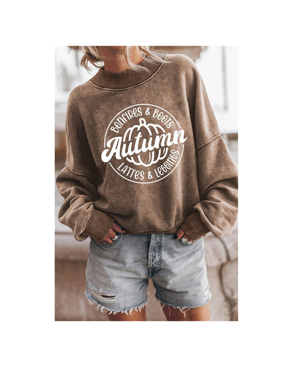 Azura Exchange Autumn Pumpkin Print Drop Shoulder Sweatshirt - S