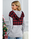 Cheeky X by Azura Exchange Plaid Splicing Pocketed Hoodie - L