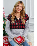 Cheeky X by Azura Exchange Plaid Splicing Pocketed Hoodie - L