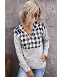 Azura Exchange Plaid Hoodie with Pocket Detailing - M