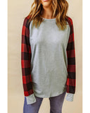 Azura Exchange Plaid Long Sleeve Sweatshirt - S