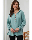 Azura Exchange High and Low Hem Hoodie with Buttoned Detail - XL