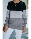 Azura Exchange Black Contrast Stitching Sweatshirt with Slits - S