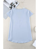 Azura Exchange Lace Trim V Neck T-shirt - L