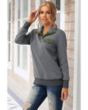 Azura Exchange Quilted Stand Neck Sweatshirt with Fake Front Pocket - L