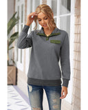 Azura Exchange Quilted Stand Neck Sweatshirt with Fake Front Pocket - M