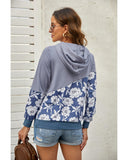 Azura Exchange Floral Splicing Cowl Neck Hoodie - 2XL