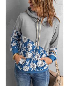 Azura Exchange Floral Splicing Cowl Neck Hoodie - S