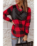 Azura Exchange Plaid Paneled Sweatshirt - L