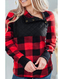 Azura Exchange Plaid Paneled Sweatshirt - L