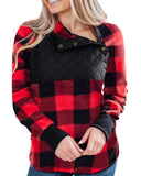 Azura Exchange Plaid Paneled Sweatshirt - L