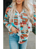 Azura Exchange Multicolor Aztec Print Long Sleeve Shirt - L